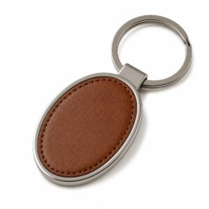 Oval Leather Keychain