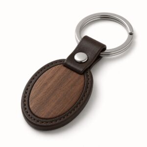 Wooden Leather Keychain