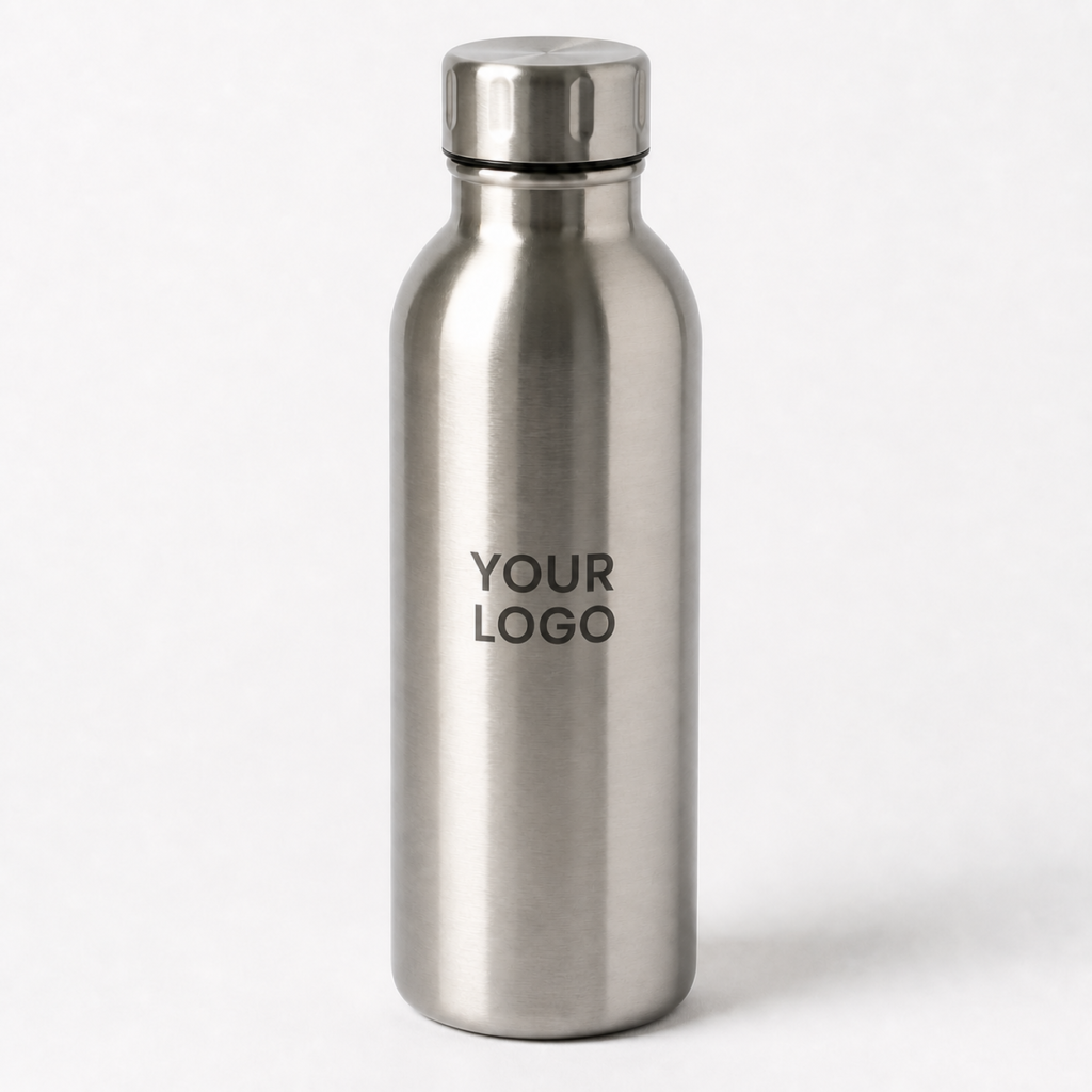 Customisable Silver Stainless Steel Water Bottle