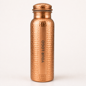 Copper hammered bottle with logo