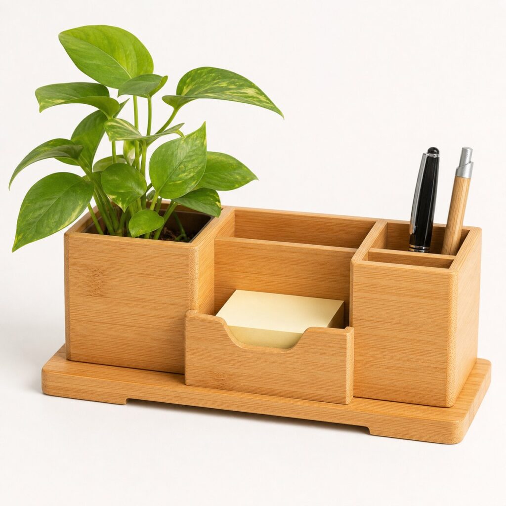 Eco-Friendly Desktop Organizer With Plant