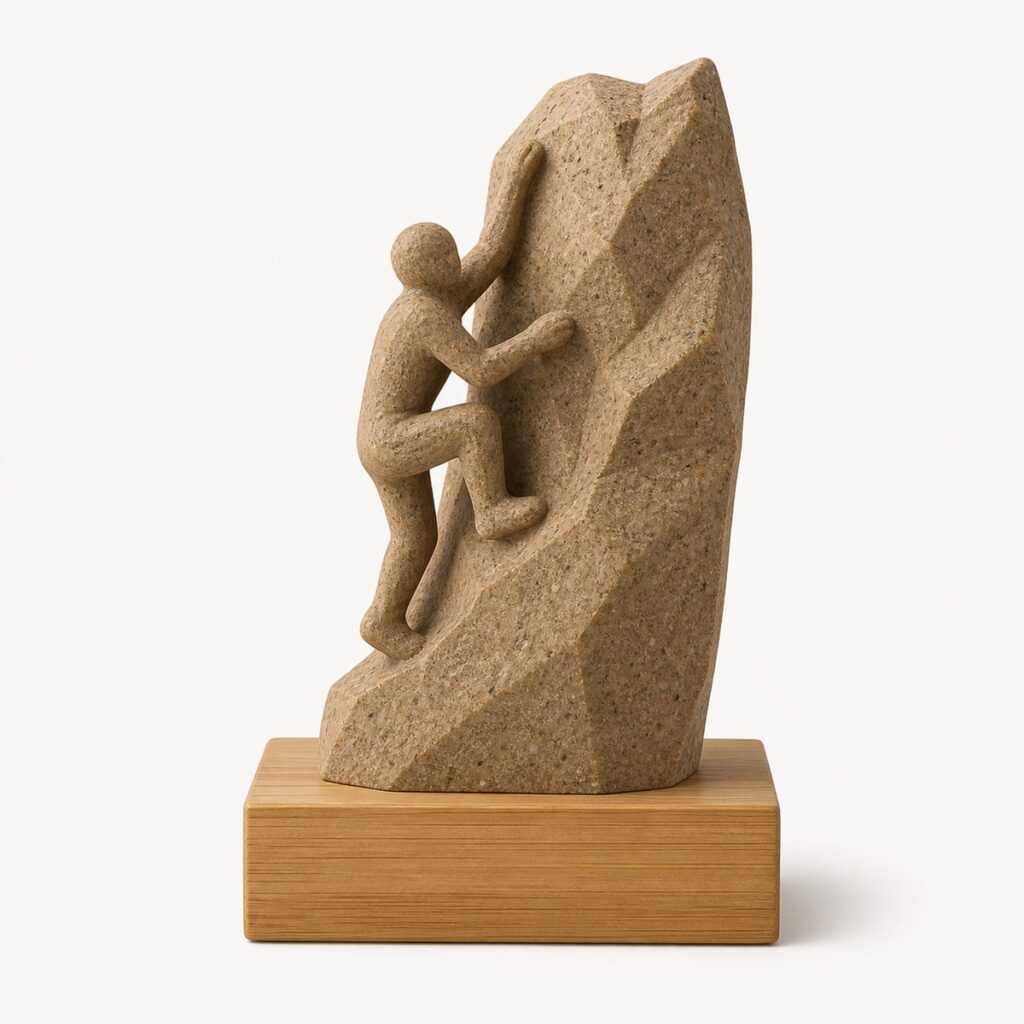 Eco-Friendly Rock Climber Sculpture