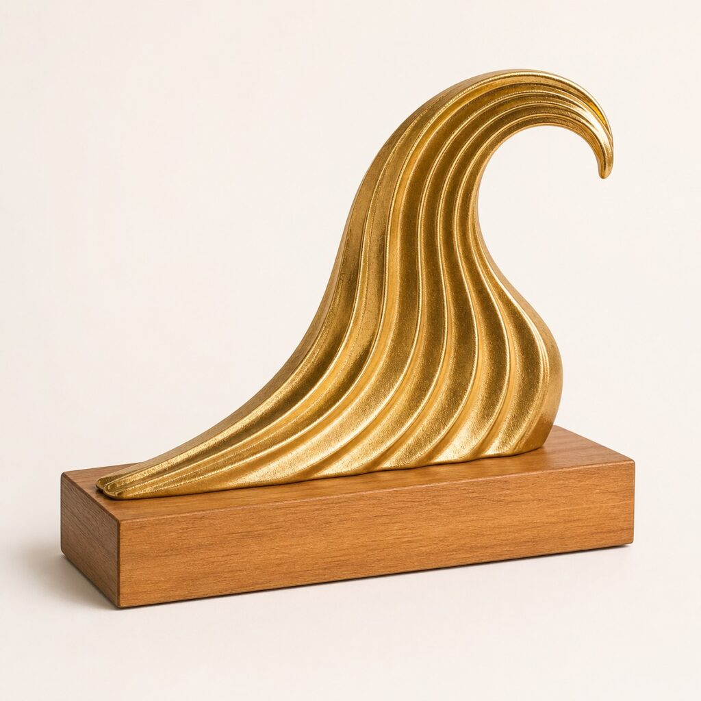 Eco-Friendly Gold Wave Sculpture