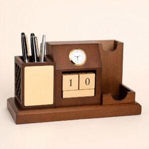 Premium Wooden Calendar Pen Stand