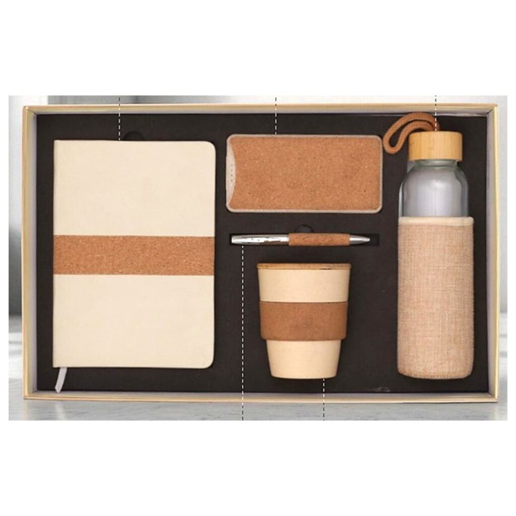 Eco-Friendly 5-Piece Welcome Kit with Notebook, Cup and Bottle