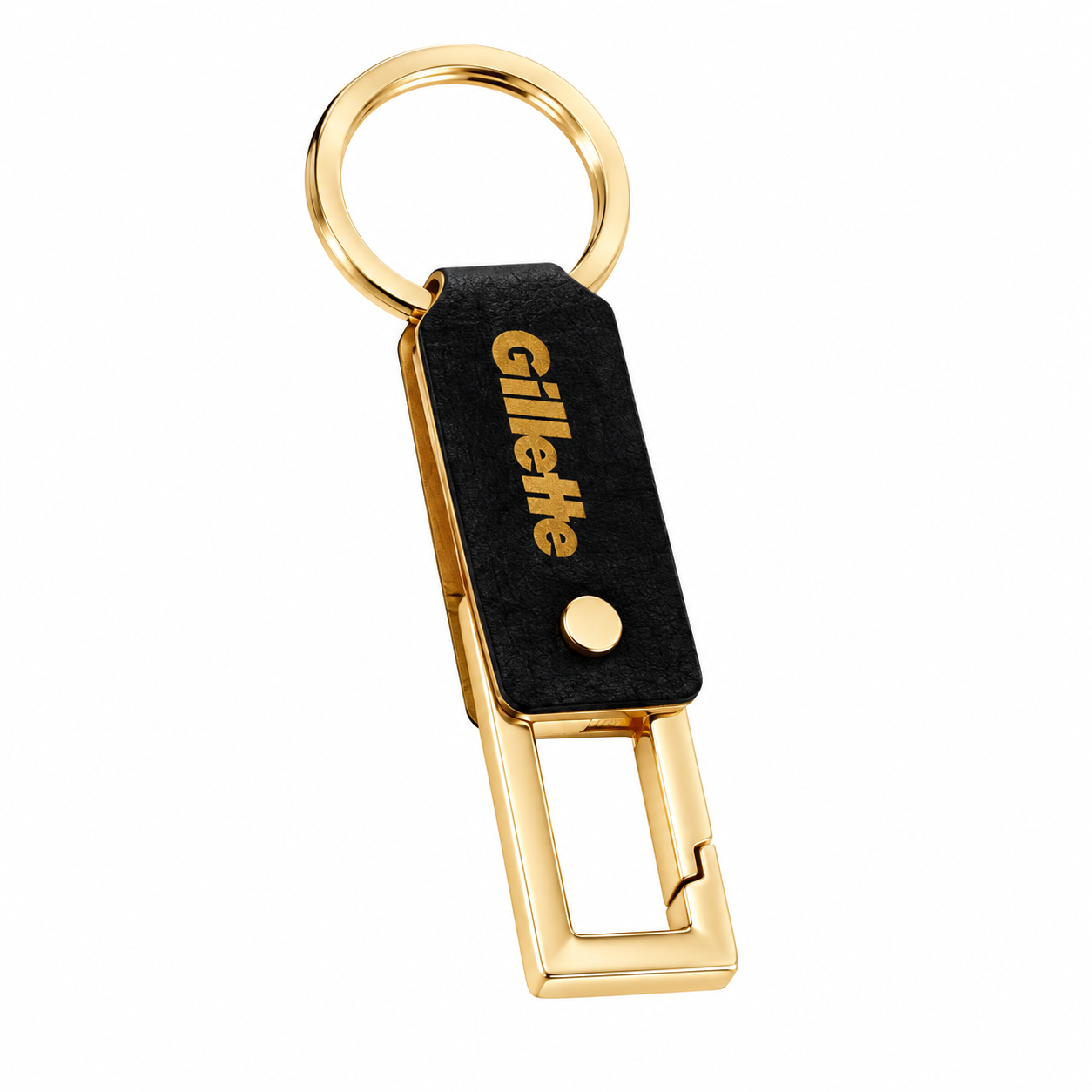 Gillette Leather And Gold Clip Keychain