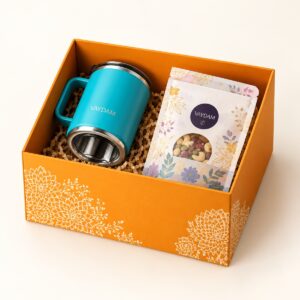 Orange Mug And Snack Gift Box