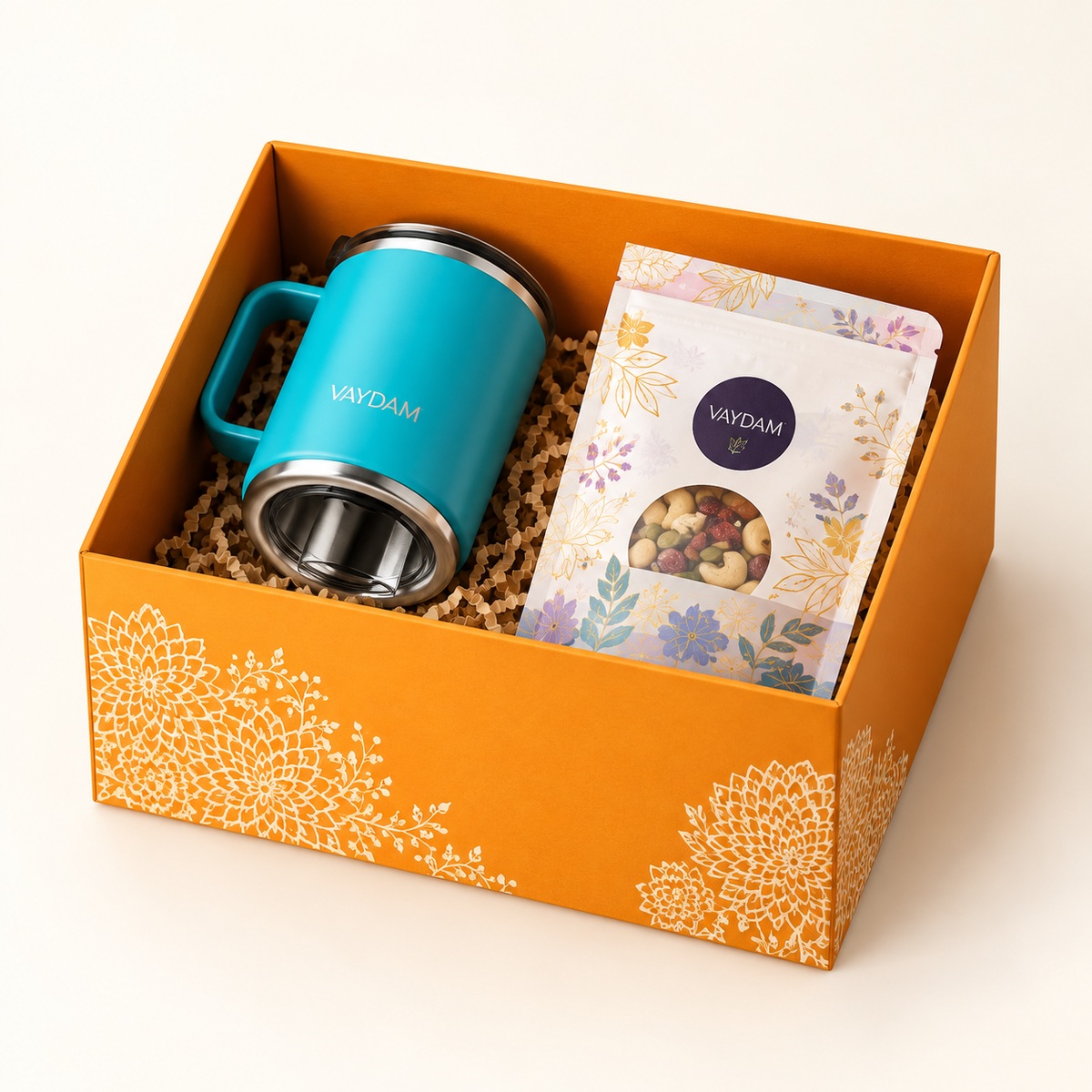 Orange Mug And Snack Gift Box