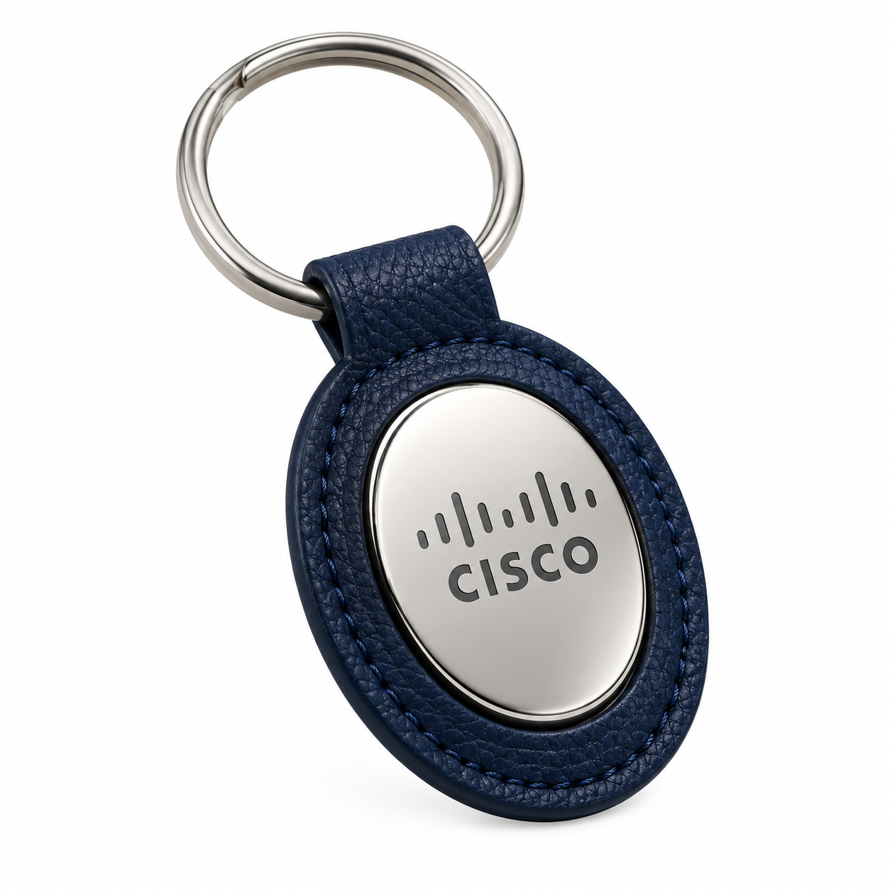 Cisco Round Metal Strap Keychain