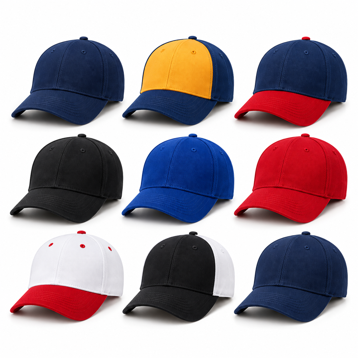 Custom Embroidered Baseball Cap Assortment