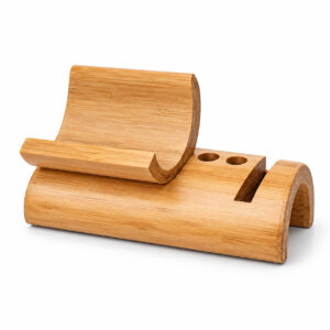 Premium Bamboo Half Moon Phone Stand