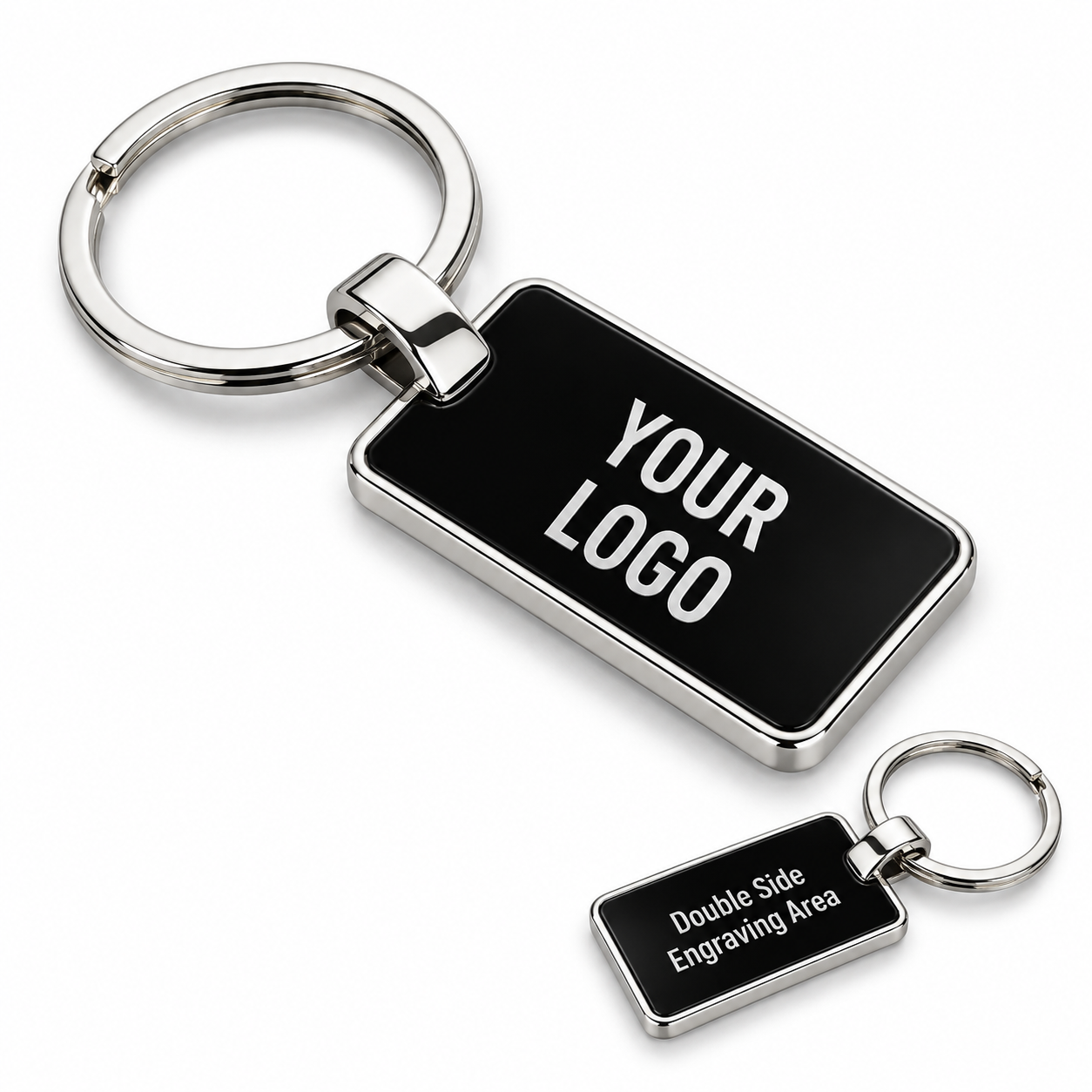 Double Sided Rectangular Metal Keychain