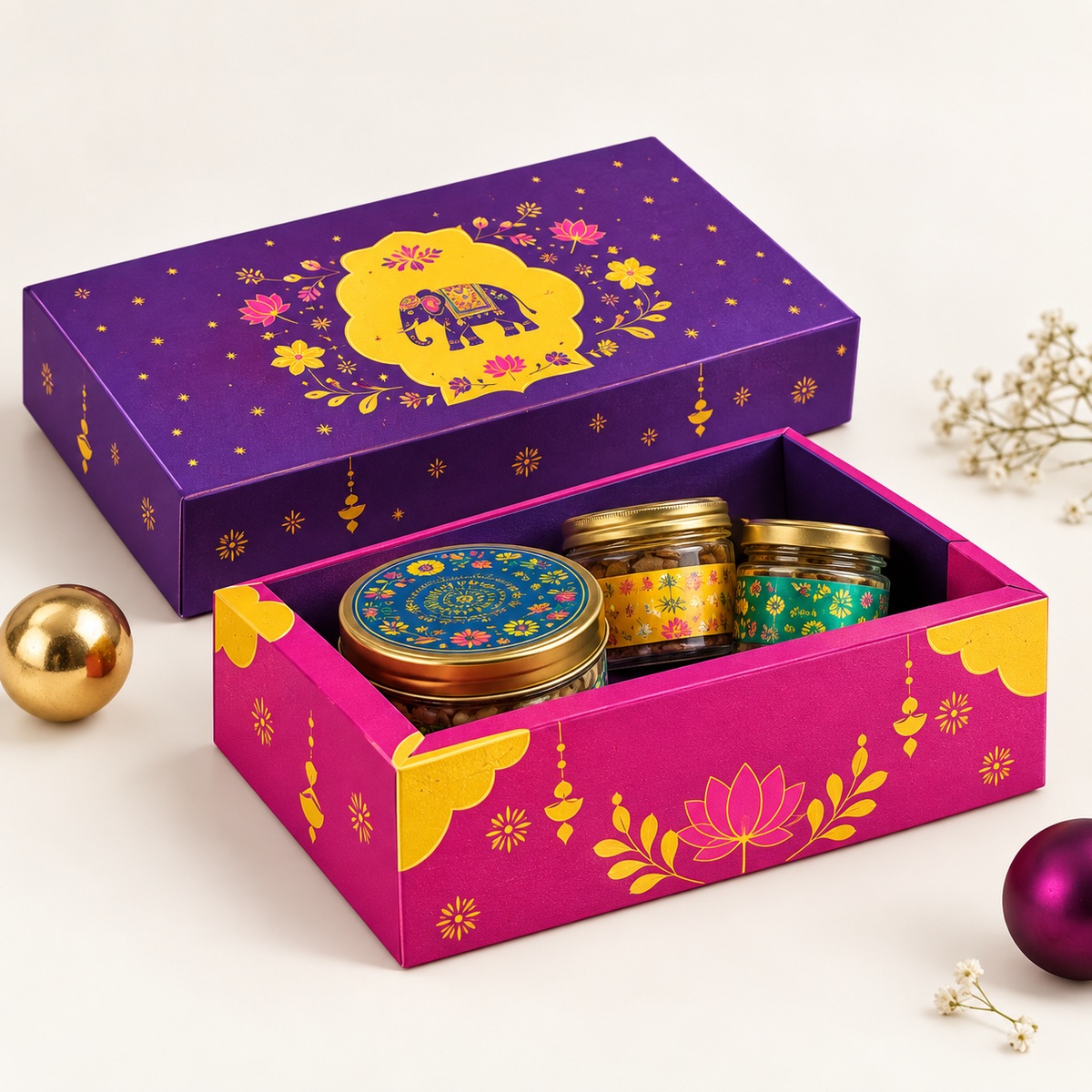 Purple Square Festive Gift Box