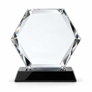 Clear Crystal Hexagon Award