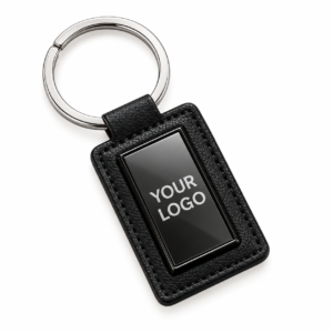 Rectangular PU Base Metal Keychain