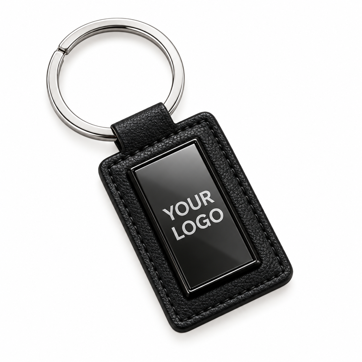 Rectangular PU Base Metal Keychain