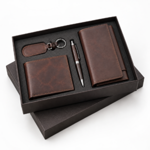 Employee Welcome Kit with Leather Notebook, Card Holder, Keychain and Pen