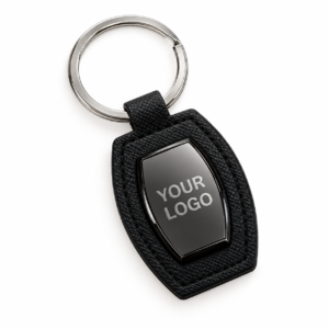 Barrel Shield PU Base Metal Keychain