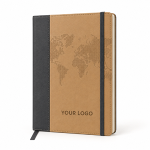 Beige World Map Globe A5 Notebook