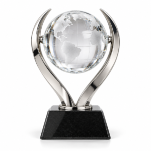 Crystal Globe Silver Arcs Trophy