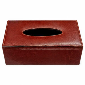 Premium Leather Tissue Box Brown