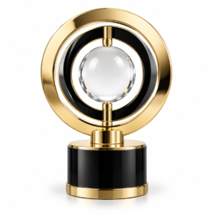 Gold Black Ring Crystal Sphere Trophy
