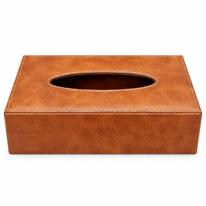Premium Leather Tissue Box Tan
