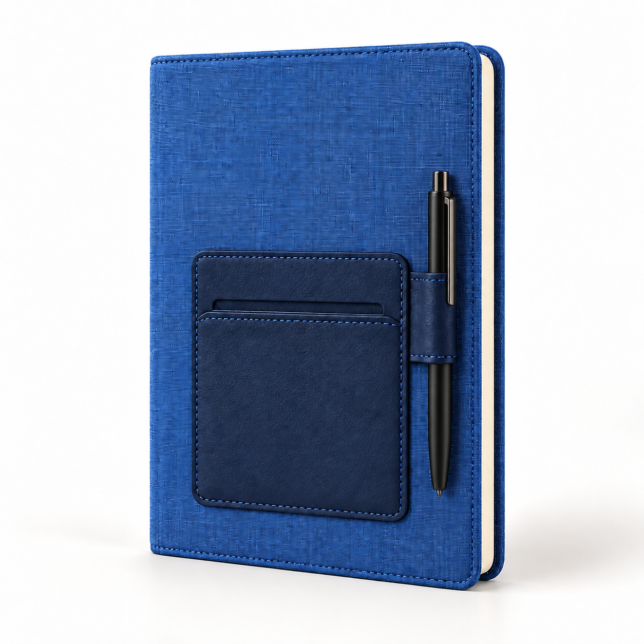 Blue A5 Notebook With Mobile Pocket And Pen Loop
