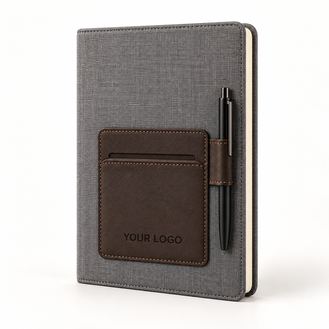 Grey A5 Notebook With Mobile Pocket And Pen Loop