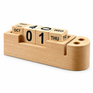 Premium Wooden Calendar Pen Stand