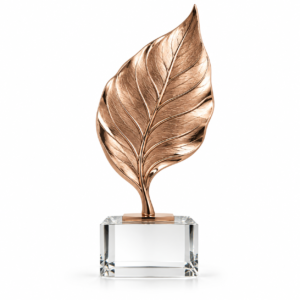 Rose Gold Leaf Crystal Trophy