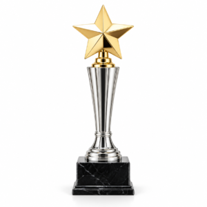 Silver Column Gold Star Trophy