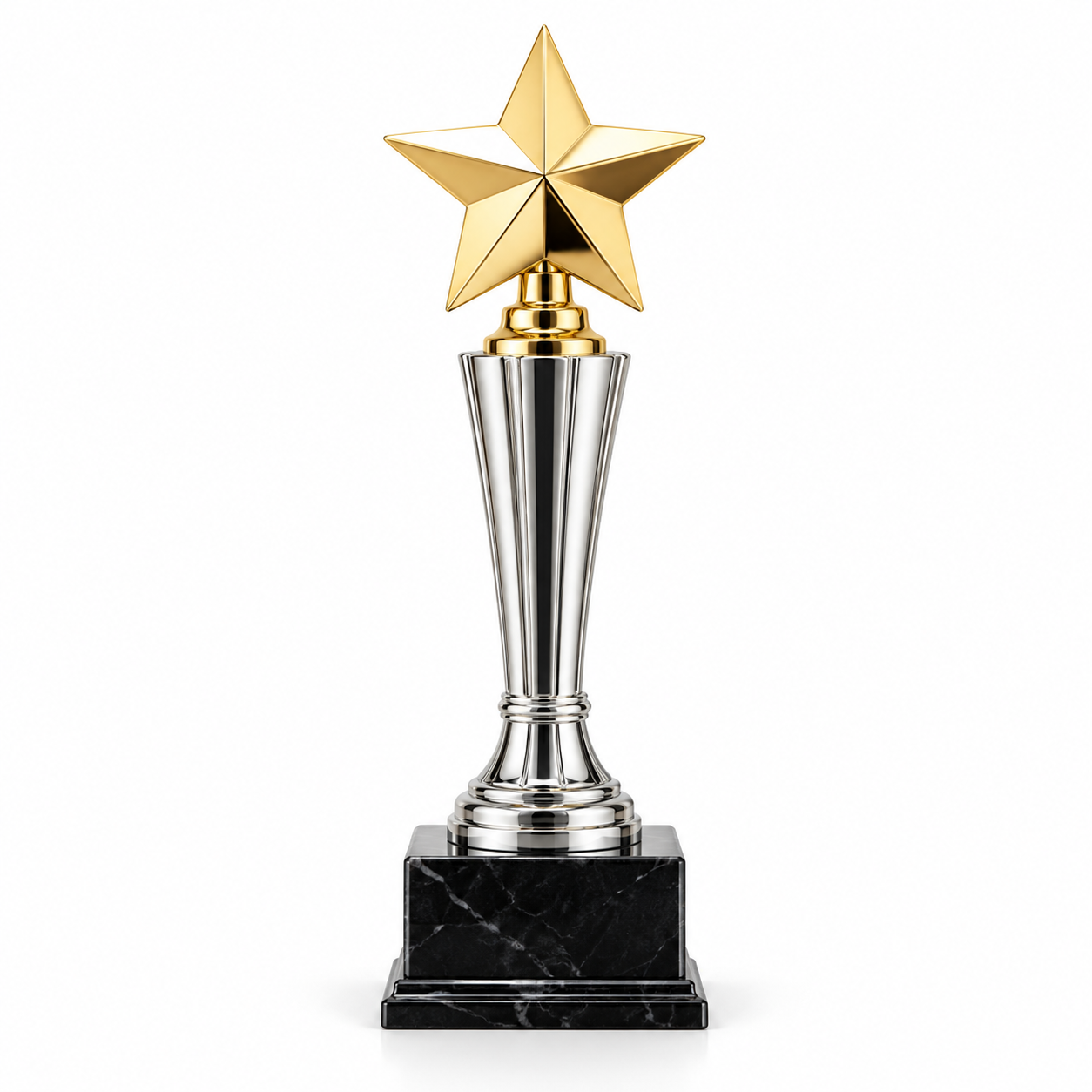 Silver Column Gold Star Trophy